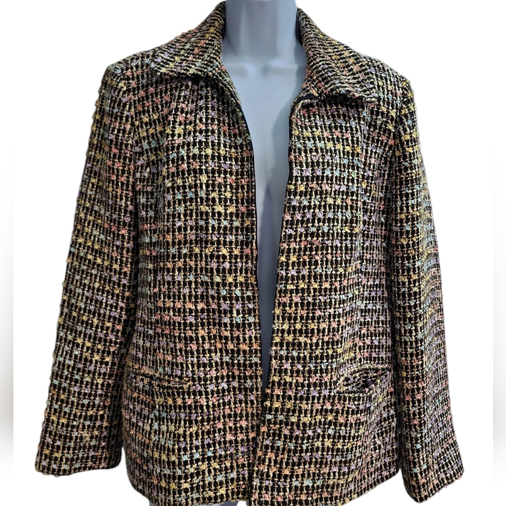SAG HARBOR Women's Multicolor Tweed Jacket 14